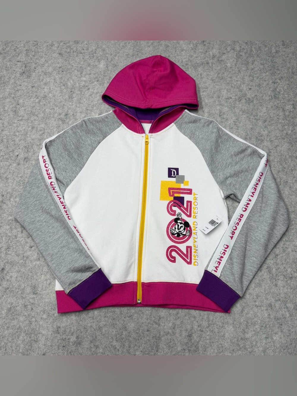 Disney Parks Disneyland Resort 2021 MinnieMouse Hoodie Youth XL 14 ColorblockZip